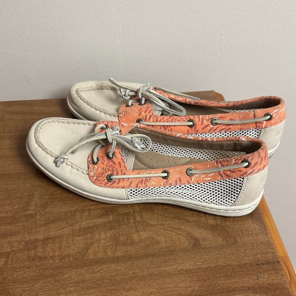Sperry Women's Beige and Coral Loafers